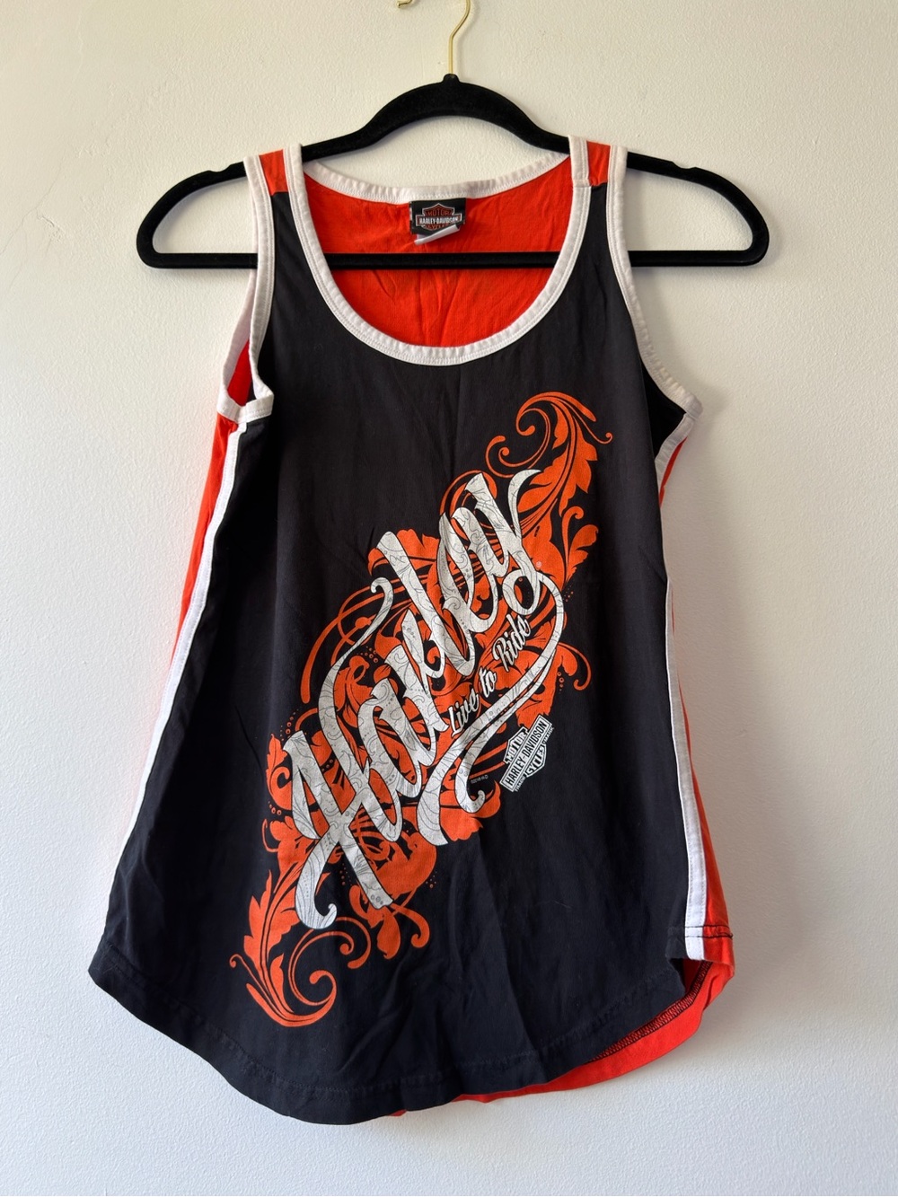 Harley-Davidson Black & Orange Graphic Women’s Tank Top